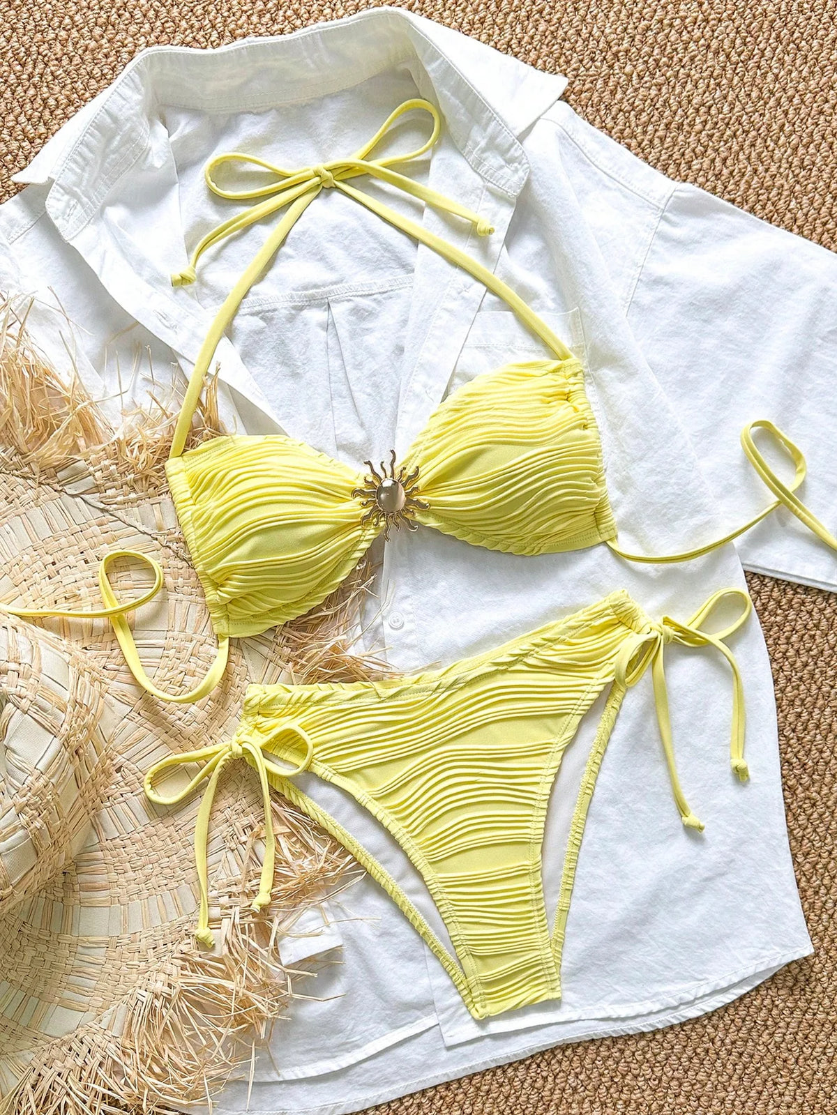 Biquíni Amarelo de Sol Metálico