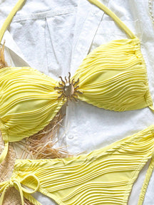 Biquíni Amarelo de Sol Metálico