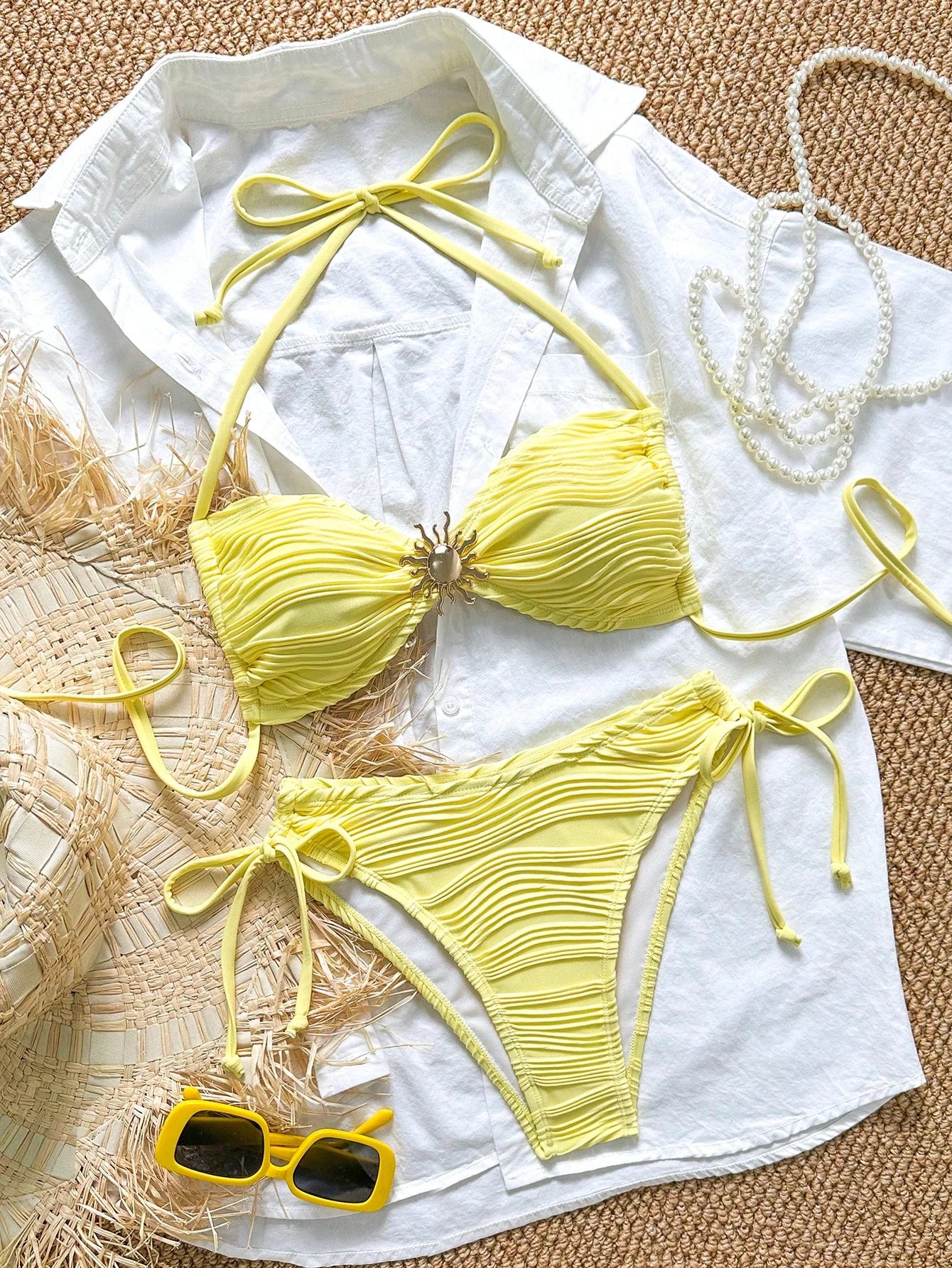 Biquíni Amarelo de Sol Metálico