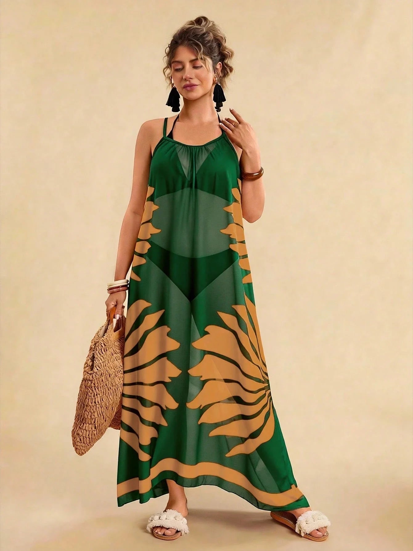 Vestido De Praia Plus Size Floral