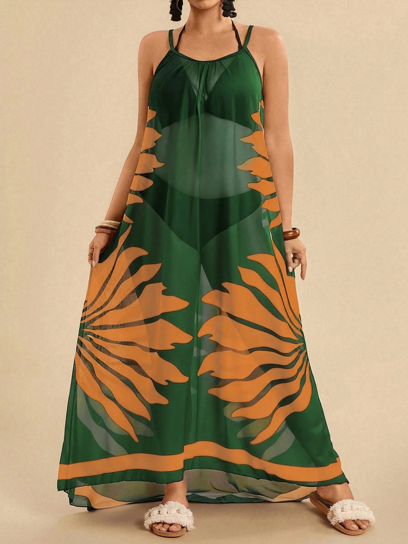 Vestido De Praia Plus Size Floral