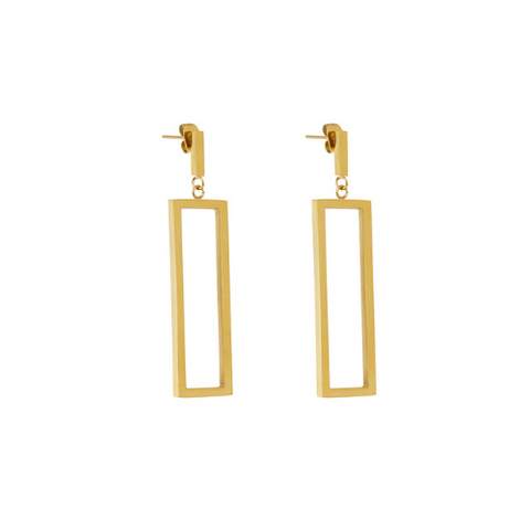 Brincos Retangulares Minimalistas Banhado a Ouro 18k