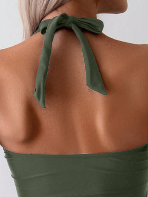 Tankini Halter com Amarração e Corte Triangular